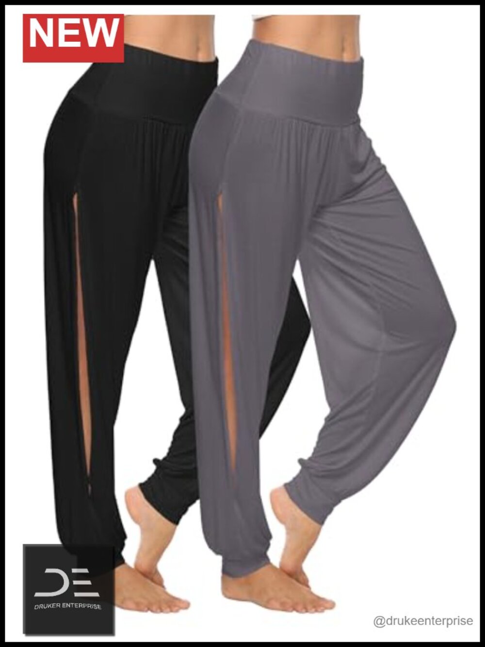Womens Harem Yoga Pants Side Slit Wide Leg Rayon Spandex Active Sweatpants